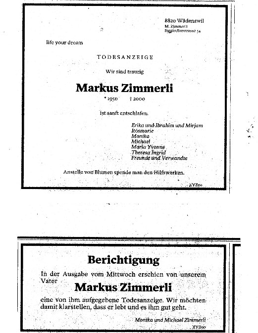 Widerrufene Anzeige bearbeitet